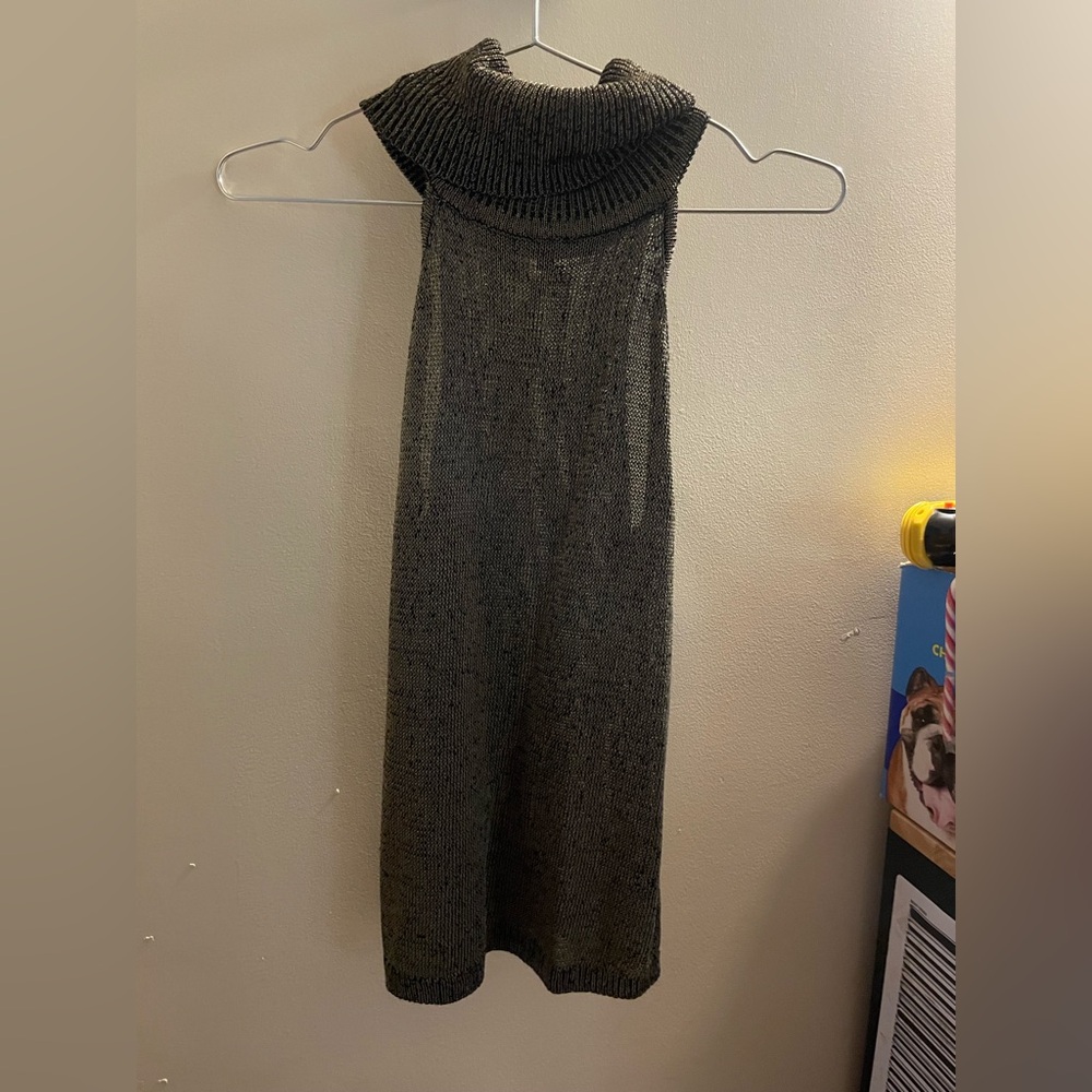 Guess Metallic Black and Gold Knit Top
